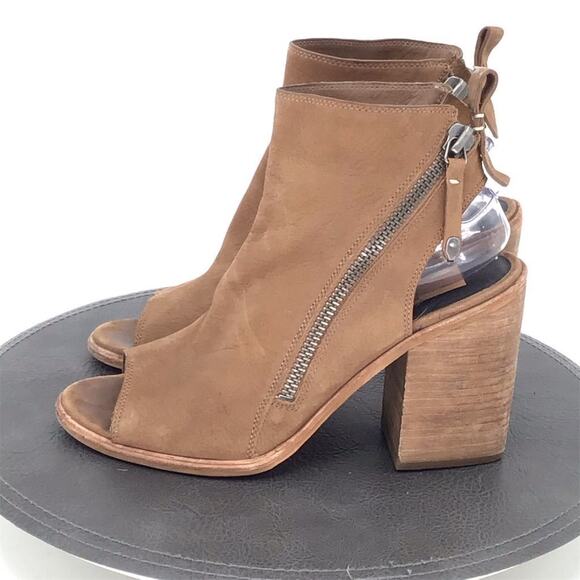 Dolce Vita Boots Womens Sz 10 Brown Suede Peep Toe Ankle Booties Casual Shoes - Picture 1 of 10